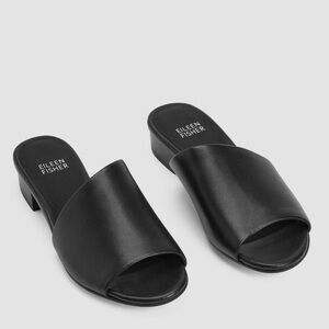 Eileen Fisher Women Quote Nappa Leather Slide Sandal Black Shoes 10